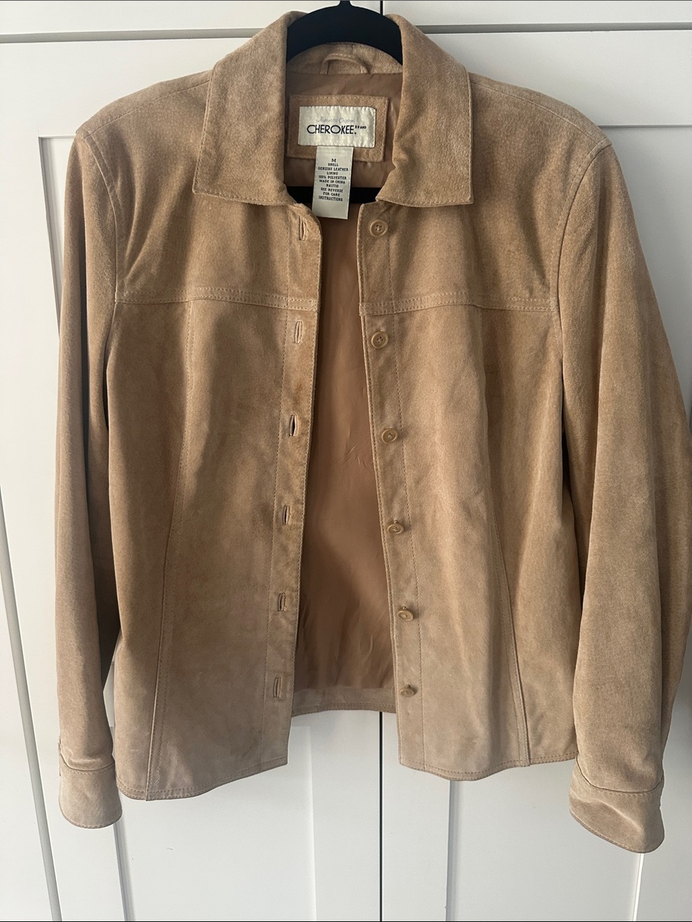 Cherokee Women's Beige Suede Button-Front Jacket
